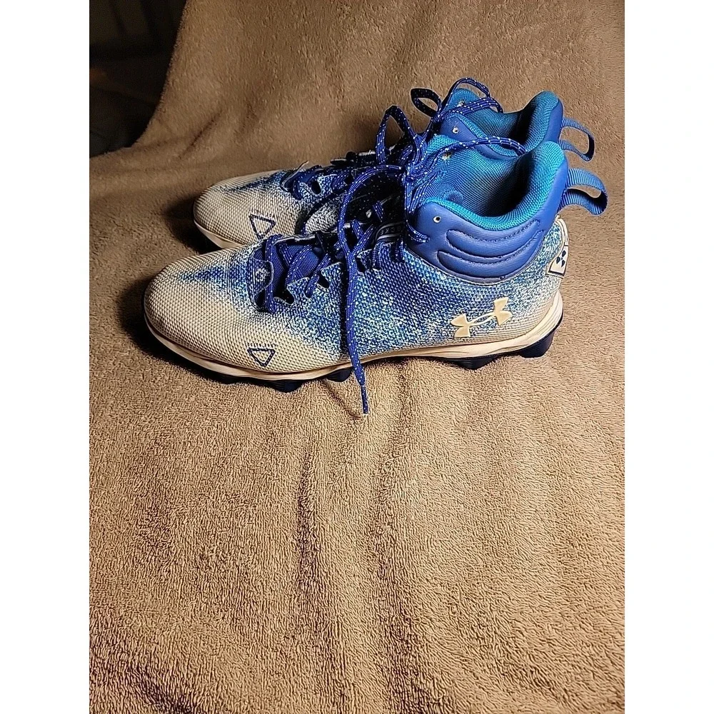 Under Armour Spotlight Locked Down Men's Size 10.5‎ Football Cleats Blue & White